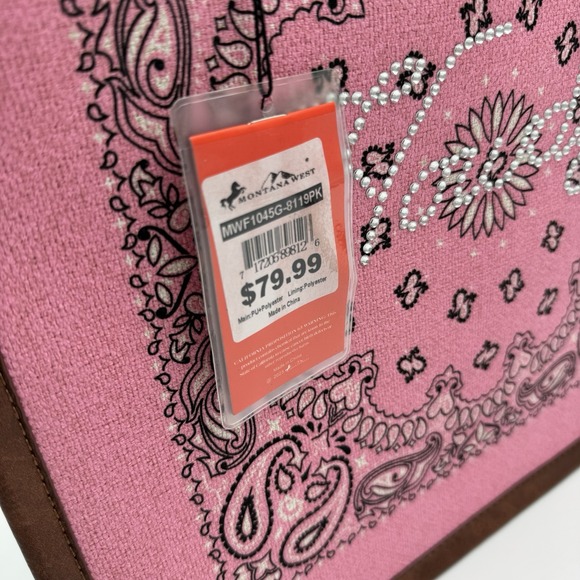 Montana West Bandana Rhinstone "Howdy" Conceal Carry Tote Bag Pink Western NWT - Picture 8 of 16